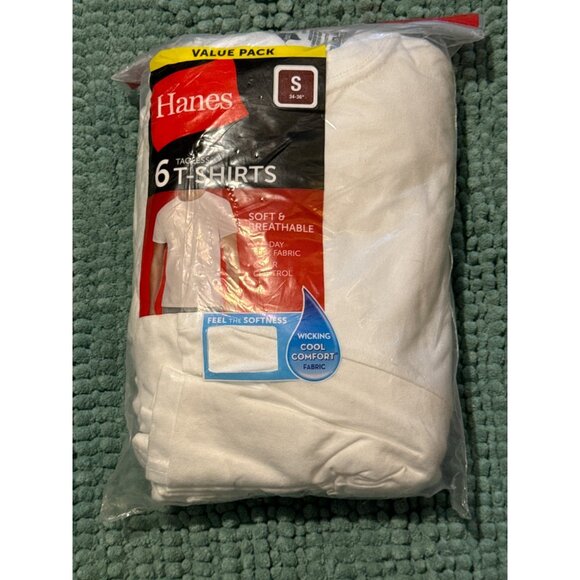 Hanes Men's White Undershirt, Odor Control, 6-pack, Size S, NIB - Picture 2 of 3